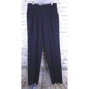 Bendetti Solid Navy Wool Pants Trousers Milano 34 X 35.75 Raw Hem Vtg Skomer's
